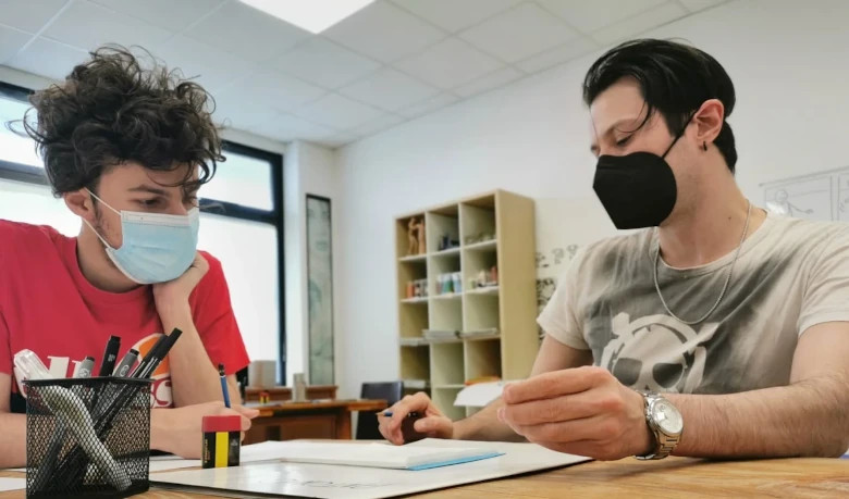 Gli allievi di CartoonLab al lavoro in aula