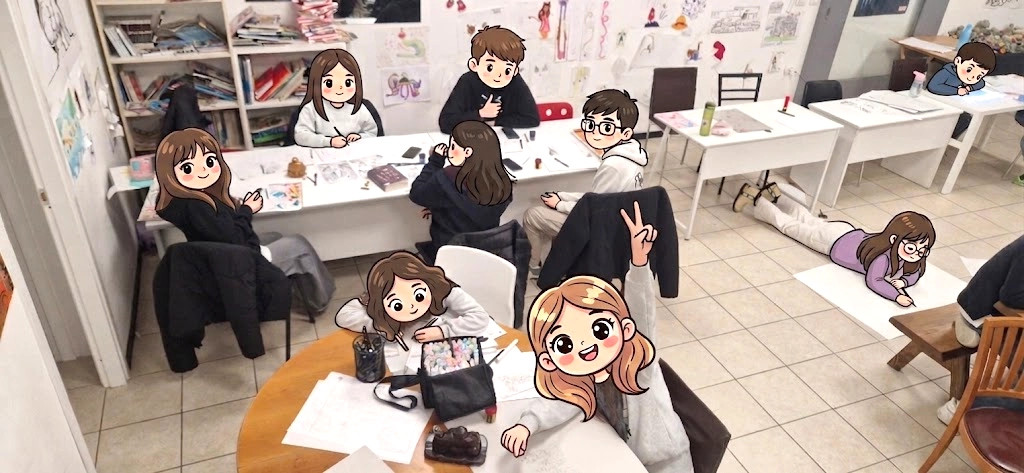 Allievi CartoonLab al lavoro in aula